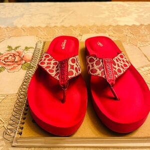 Coach Red and Cream Women's Sandals
